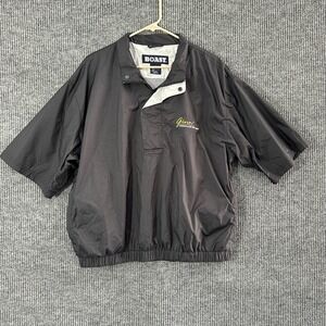 Boast Mens Windbreaker Jacket Size Large Black Half Zip Snap Pull Over